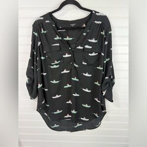Torrid women’s Harper black sheer blouse with pugs in convertibles Torrid Size 1